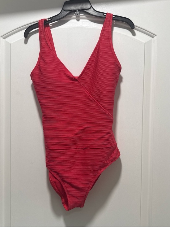 Sky Other - Ribbed hot pink V-Neck One-Piece swimsuit